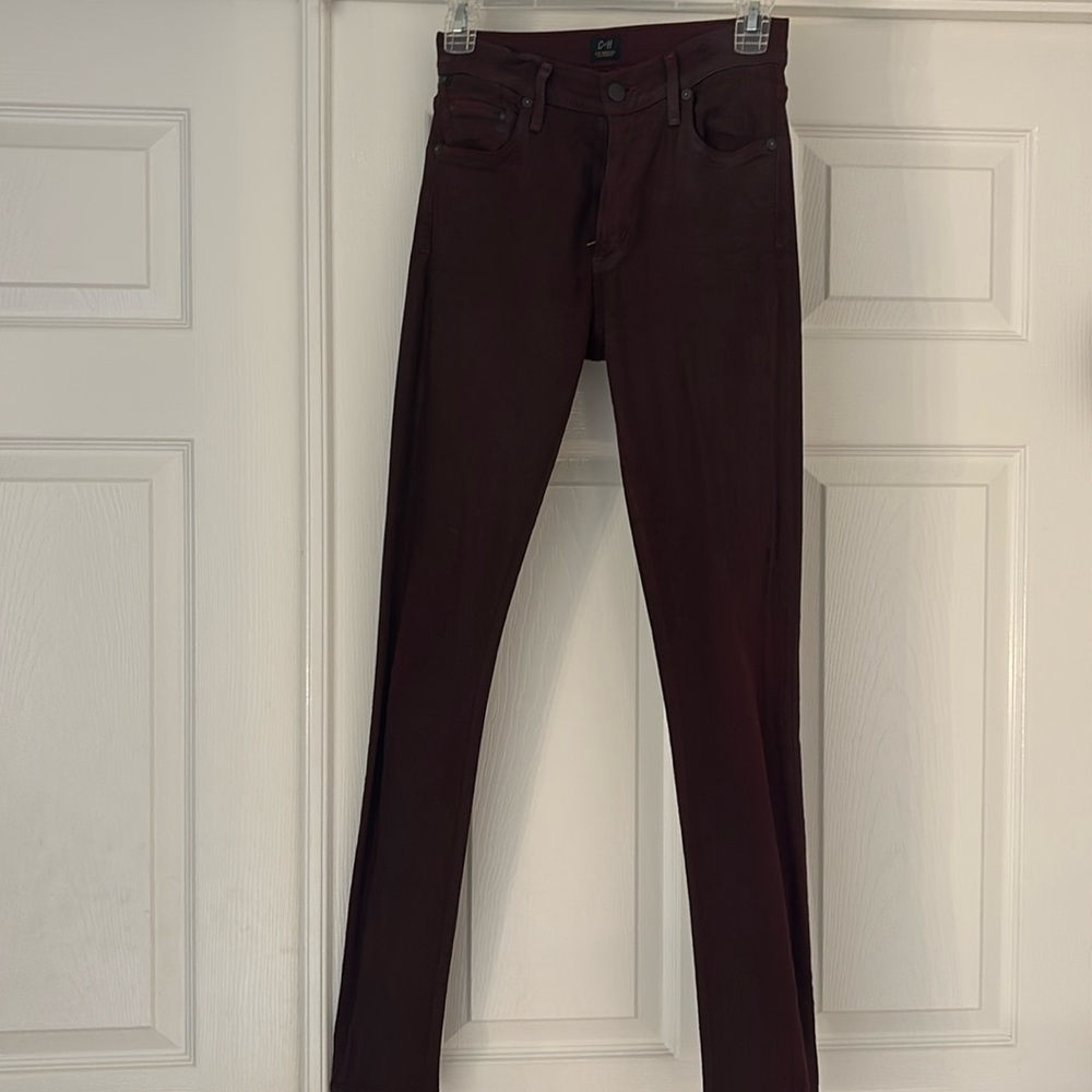 Citizens of Humanity bergandy coated skinny jean. Size 27